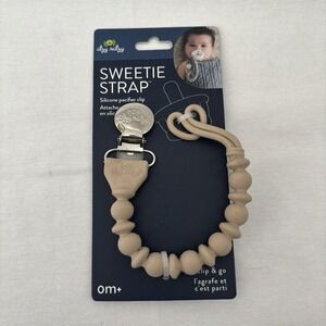 Itzy Ritzy Beige Sweetie silicone Pacifier Strap earth tone tan Baby